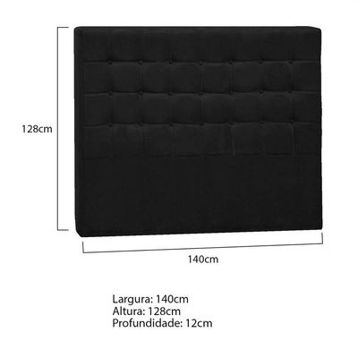 Cabeceira Casal Pequim P04 140 Cm Suede Preto Tca 944