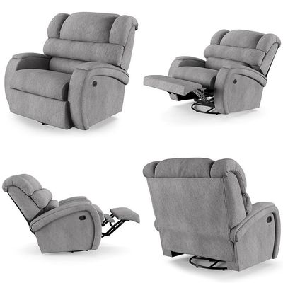Poltrona Do Papai Reclinável Kalie Glider Giratória Usb Fh9 Linho Cinza - Mpozenato