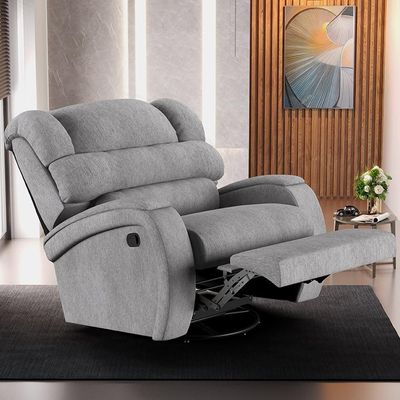 Poltrona Do Papai Reclinável Kalie Glider Giratória Usb Fh9 Linho Cinza - Mpozenato