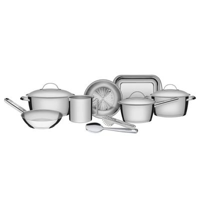 Jogo De Panelas 7 Peças Allegra Aço Inox Colher E Pegador Tramontina