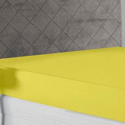 Lençol Com Elástico Queen Nobre 1 Peça 30cm De Altura Malha 100% Algodão - Amarelo