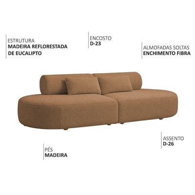 Sofá Orgânico Horizonte 4 Lugares 230cm Bouclé Terracota - Nexta Casa