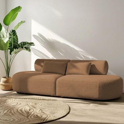 Sofá Orgânico Horizonte 4 Lugares 230cm Bouclé Terracota - Nexta Casa