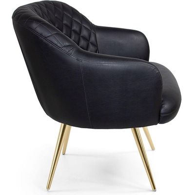 Poltrona Jade Tressê Pés Palito Gold Corano Black - Nexta Casa