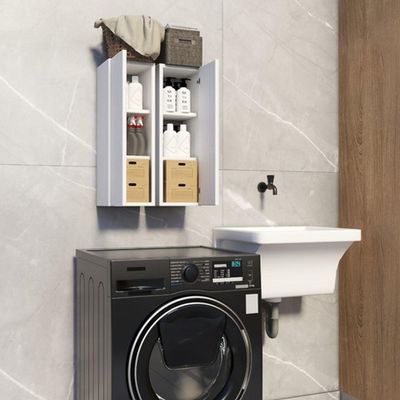 Armário Multiuso Organizar Produtos e Materiais Limpeza 1 Porta Madeira Branco