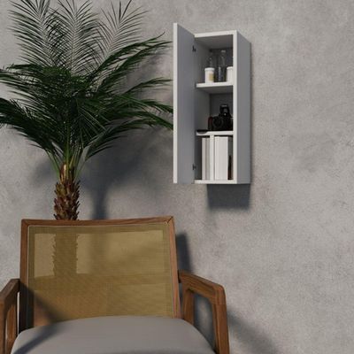 Armário Multiuso Organizar Produtos e Materiais Limpeza 1 Porta Madeira Branco