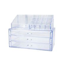 Organizador Porta Maquiagem Acrilico Duplo Batom Pincel 3 Gavetas - Prático E Transparente