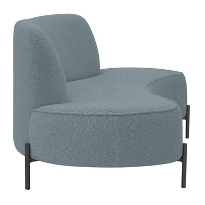 Sofá Orgânico 2 Lugares 150cm Argos Pés Preto Bouclé Azul Claro - Nexta Casa