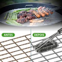 Escova Limpa Churrasqueira Grelha Cerdas De Aço Grill Espeto Churrasco