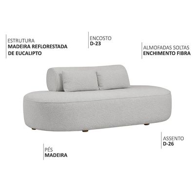 Sofá Orgânico Horizonte 3 Lugares 210cm Bouclé Cinza Claro - Nexta Casa