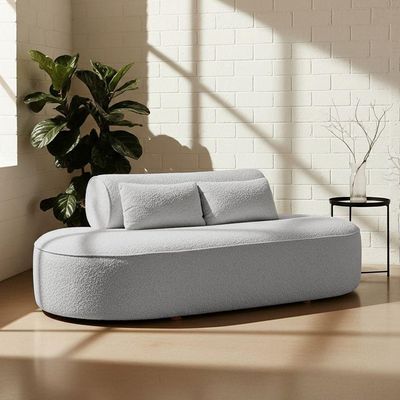 Sofá Orgânico Horizonte 3 Lugares 210cm Bouclé Cinza Claro - Nexta Casa