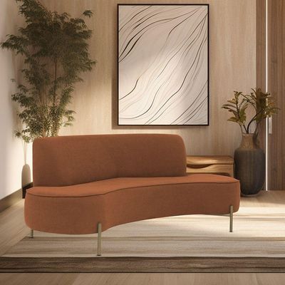 Sofá Orgânico 2 Lugares 150cm Argos Pés Ouro Fosco Linho Terracota - Nexta Casa