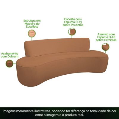 Sofá Orgânico 04 Lugares 230cm Mônaco Bouclé Terracota - Nexta Casa