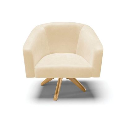 Kit 2 Poltronas Decorativas Stella Giratória Sintético PU Bege D'Rossi