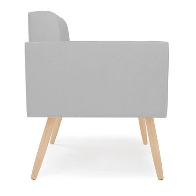 Kit 2 Poltronas Sala Decorativa Elisa D03 Pés Palito Couro Sintético Cinza D'Rossi