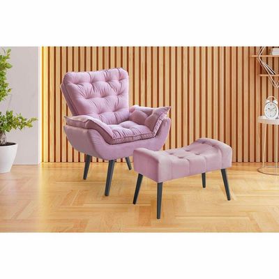 Kit Poltrona Luxo Com Puff Poltrona Com Puff Veludo Cinza De Casa Decor Estofados