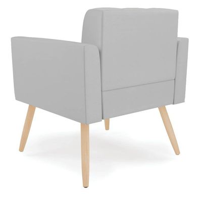 Kit 2 Poltronas Sala Decorativa Elisa D03 Pés Palito Couro Sintético Cinza D'Rossi