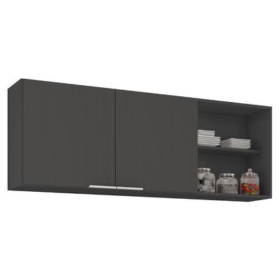 Armário De Cozinha Aéreo 150cm Pérola Z34 Preto - Mpozenato