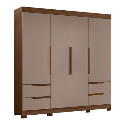 Guarda Roupa Casal Vivacce 4 Portas E 4 Gavetas Nogueira-capuccino - Móveis Albatroz