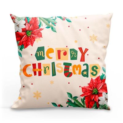 Kit Com 4 Capas De Almofadas Estampadas Natalinas 45cm X 45cm - Verde