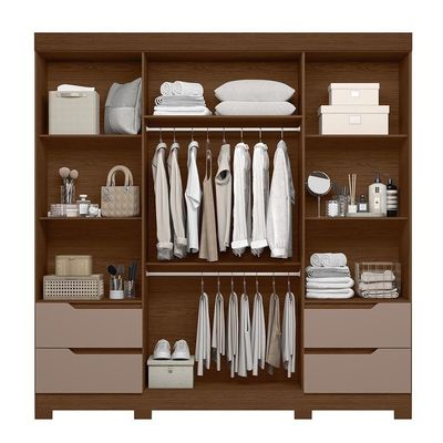 Guarda Roupa Casal Vivacce 4 Portas E 4 Gavetas Nogueira-capuccino - Móveis Albatroz