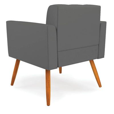 Kit 2 Poltronas Sala Elisa Decorativa Pés Palito Sintético Grafite D03 D'Rossi