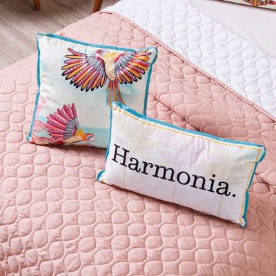 Kit Cobre Leito Colcha King Verano Com Almofadas Estampadas 07 Peças - 300 Fios Matelado