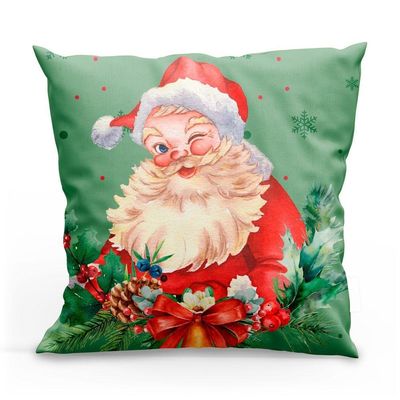 Kit Com 4 Capas De Almofadas Estampadas Natalinas 45cm X 45cm - Verde