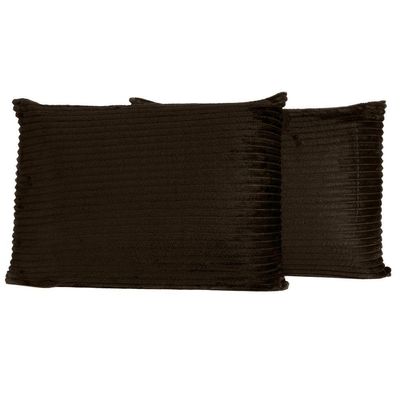 Par De Fronhas Em Manta Canelada 70cm X 50cm - Porta Travesseiro Mantinha Microfibra Cor Tabaco
