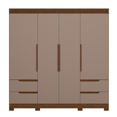 Guarda Roupa Casal Vivacce 4 Portas E 4 Gavetas Nogueira-capuccino - Móveis Albatroz