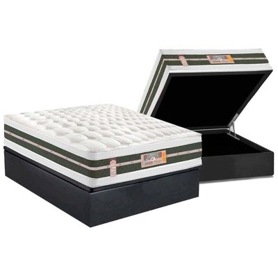 Cama Box Baú CRC Casal +Colchão Molas Master Pocket Látex Grand Castor -