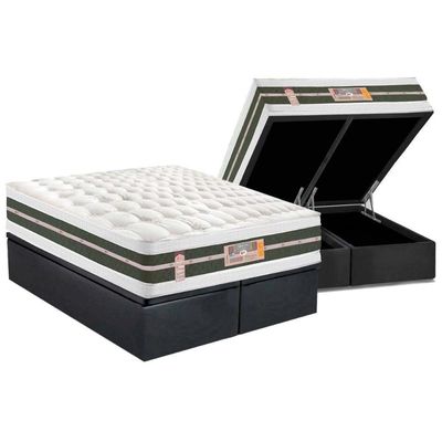 Cama Box Baú CRC Queen +Colchão Molas Ensacadas Látex Grand Castor -