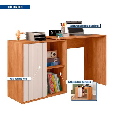 Mesa Future para Escritório Office Caemmun Marrom