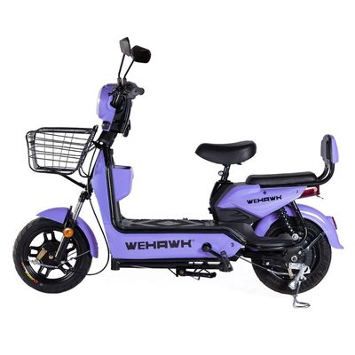 Bicicleta Elétrica 500W Basket Wehawk Bateria Chumbo Removível 48V 12Ah Autopropelido Lilás