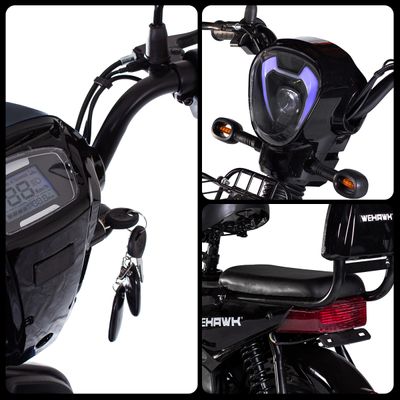 Bicicleta Elétrica 500W Basket Wehawk Bateria Chumbo Removível 48V 12Ah Autopropelido Lilás