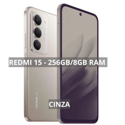 Smartphone Xiaomi Redmi 15 8GB 256GB Tela 6,9" 144Hz, Bateria 7.000 mAh, 50 MP Cinza
