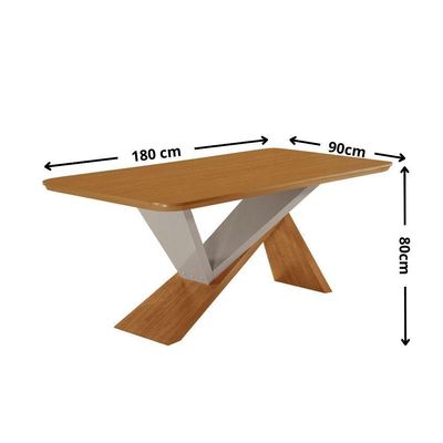 Mesa De Jantar Yasmin 180cm Tampo Mdf Com 6 Cadeiras Carol Veludo Capuccino/naturale/off White