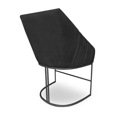 Kit 6 Poltronas Luxo Alana Suede Preto Base Ferro Preto - Pallazio