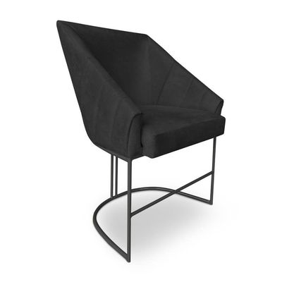 Kit 6 Poltronas Luxo Alana Suede Preto Base Ferro Preto - Pallazio