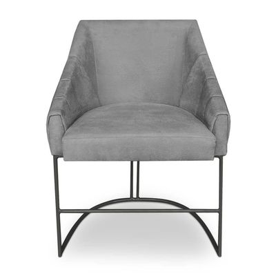 Kit 6 Poltronas Luxo Alana Suede Grafite Base Ferro Preto - Pallazio