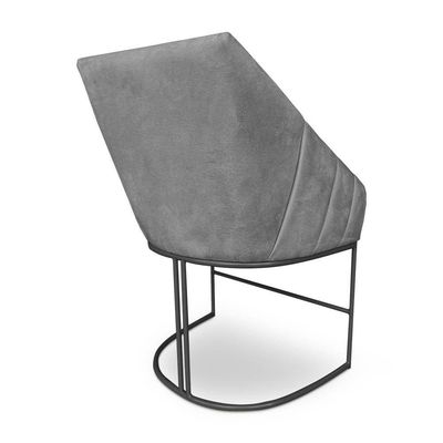 Kit 6 Poltronas Luxo Alana Suede Grafite Base Ferro Preto - Pallazio