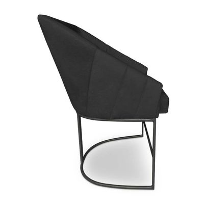 Kit 6 Poltronas Luxo Alana Suede Preto Base Ferro Preto - Pallazio