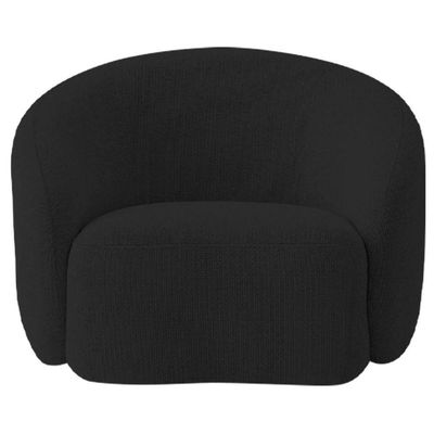 Kit Recamier Curvo Sala De Estar Inglaterra 180cm Lado Esquerdo E Poltrona Orgânica Bouclé Preto