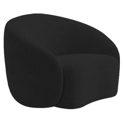 Kit Recamier Curvo Sala De Estar Inglaterra 180cm Lado Esquerdo E Poltrona Orgânica Bouclé Preto