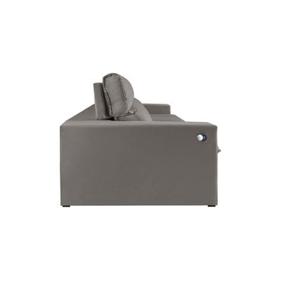 Sofá Retrátil E Reclinável Bee 2,50 M Veludo Cor Cinza 2103 Usb Com Kit Usb