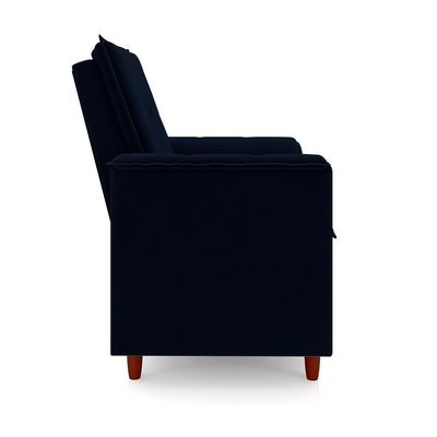 Poltrona Amamentação Confortável Com Puff Ivy Suede Azul Marinho