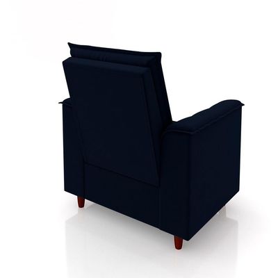 Poltrona Amamentação Confortável Com Puff Ivy Suede Azul Marinho