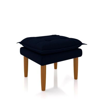 Poltrona Amamentação Confortável Com Puff Ivy Suede Azul Marinho