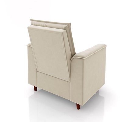 Poltrona Para Sala Confortável Decorativa Isa Veludo bege