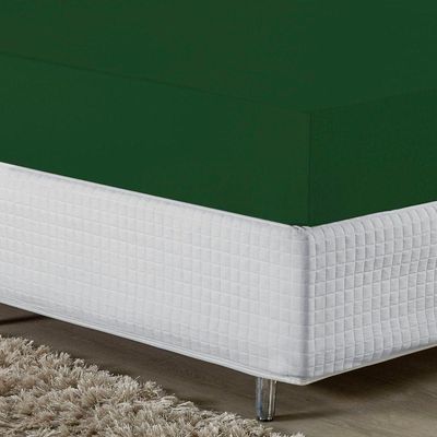 Lençol Com Elástico Casal Nobre Viúva 1 Peça 30cm De Altura Malha 100% Algodão - Verde-bandeira